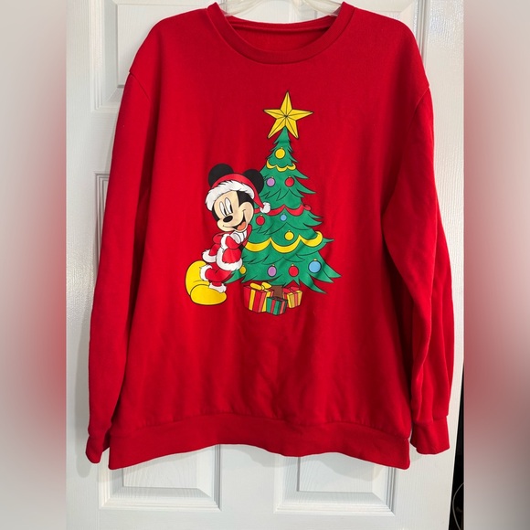 Disney Tops - Red Mickey Mouse Christmas Sweatshirt